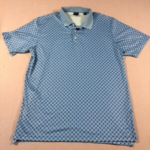 Dunning Golf Mens Blue Floral Clover Print Performance Polo Shirt Size Large L